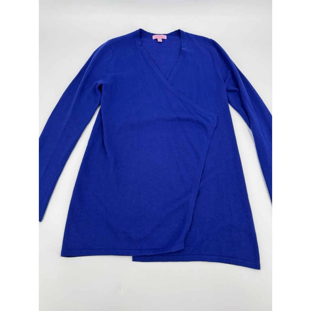 Lilly Pulitzer Royal Blue‎ Wrap Sweater Cardigan Long Sleeve Size Small